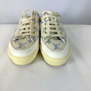 Louis Vuitton Monogram Women's Stellar Open Back Sneakers 37 White & Blue